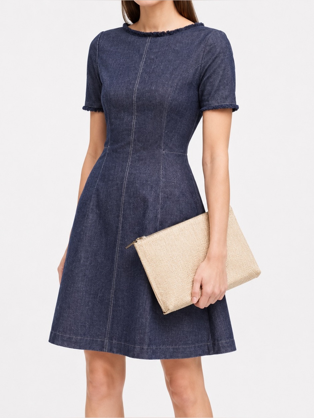 Banana‎ Republic Chambray Fringe Trim A-Line Dress